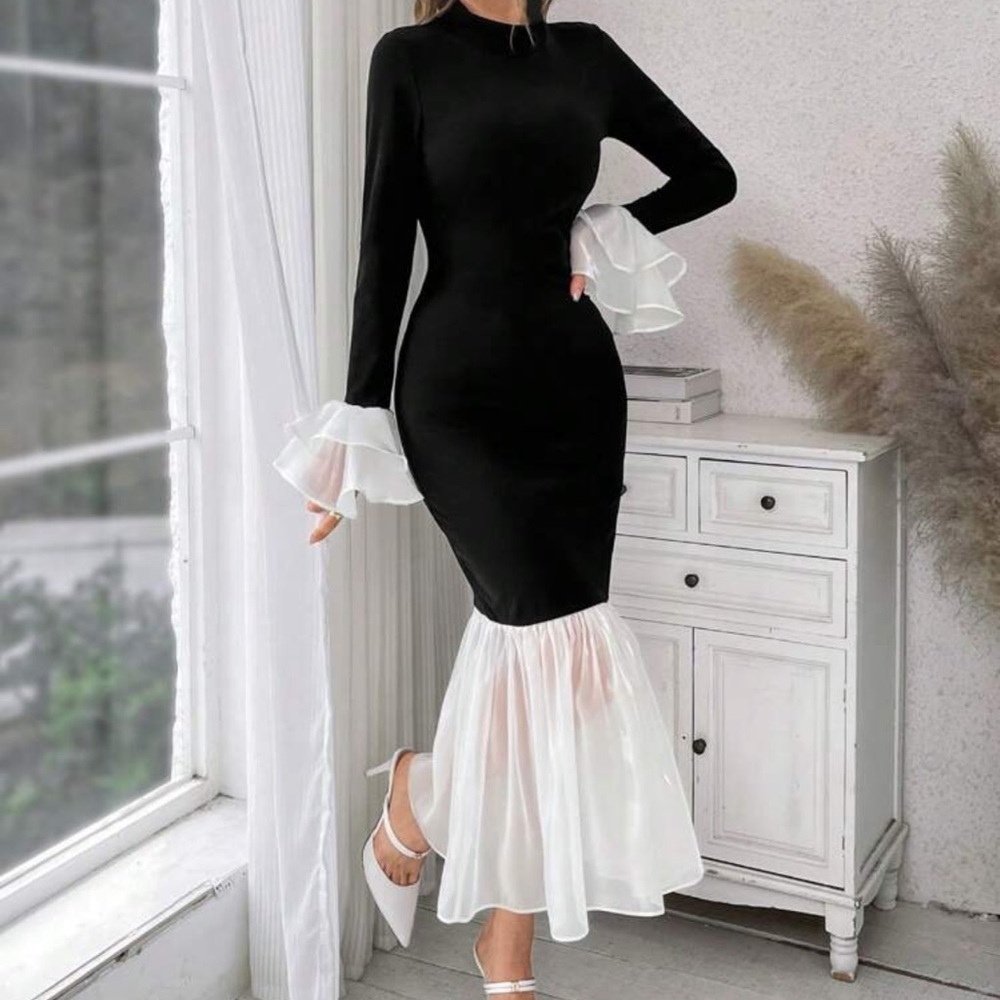 Black and white dress with ruffles